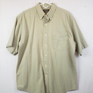 Farah Men's Shirt Size XL Tan Button Front Short Sleeve Cotton